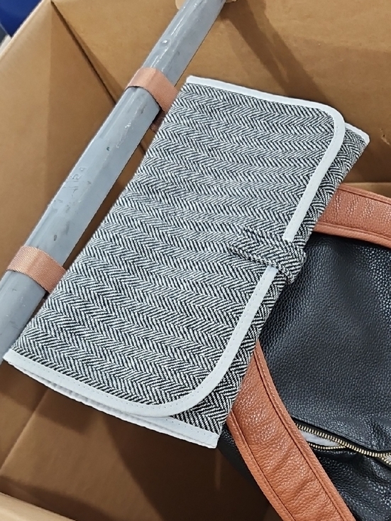 Itzy Ritzy Textured Herringbone Large Backpack in Black, White & Tan Diaper Bag main image 16